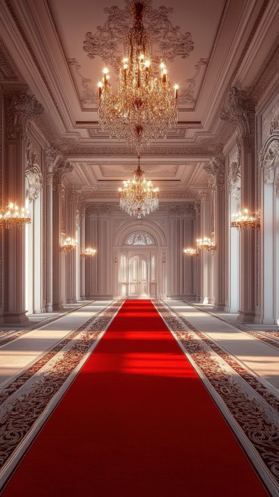 Grand Hallway With Red Carpet And Gleaming Chande 507f8096 02d9 4fe8 A8ef 278cfd8780c2 1 Gigapixel Standard 6x