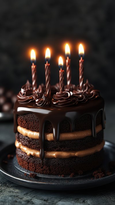 Happy Birt Ay Lit Candles On Chocolate Cake. Hap 69c904d3 A694 4ba5 834d 1944168d2307 0 Gigapixel Standard 6x