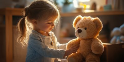 Happy Little Doctor Girl Examines Teddy Bear In N 8438f040 106f 41f3 854f 7c63e001b074 0 Gigapixel Standard 6x