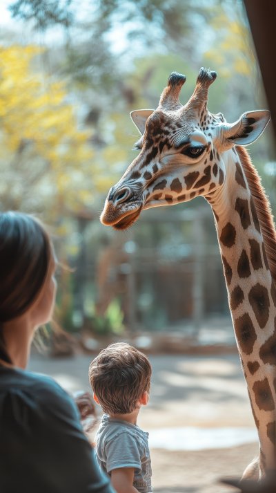 Happy Mother And Son Watching And Feeding Giraffe I 10b31cac 0f1f 4380 A80d D7fb22bb92b3 3 Gigapixel Standard 6x
