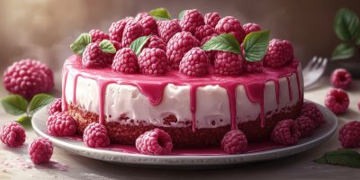 Homemade Cake With Raspberry. Creamy Dessert. Ult 1434ca6e 61b7 4302 8afb 7713f448482f 0 Gigapixel Standard 6x
