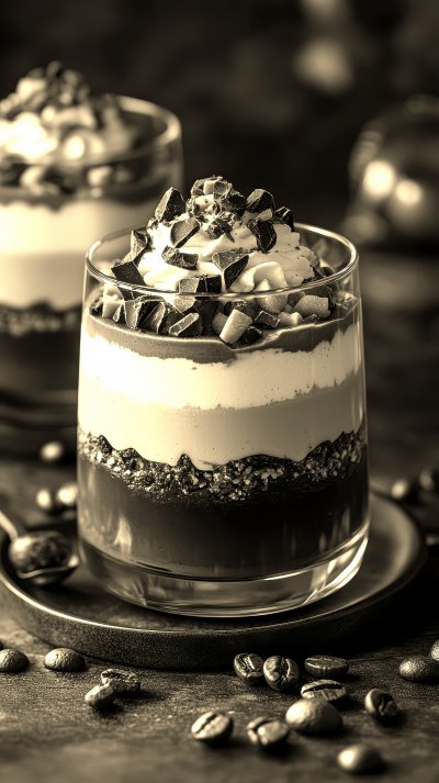 Layered Parfaits In Clear Glasses With Layers Of 1c8e7ff1 3954 415c Bc1a 86a0dd0c9084 3 Gigapixel Standard 6x Sepia