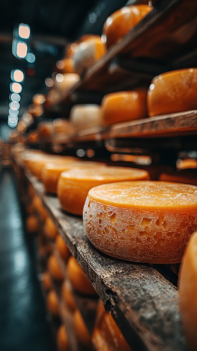 Matured Cheese Wheels On Shelves In A Cheese Dair 2d226378 5712 49ee 8c51 Cd0c2a89ca5a 1 Gigapixel Standard 6x