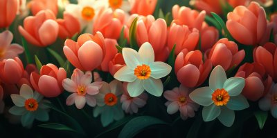 Narcissus And Tulips For Easter. Easter Ornament 24ce3667 544c 4a25 B137 3044b8733d40 1 Gigapixel Standard 6x