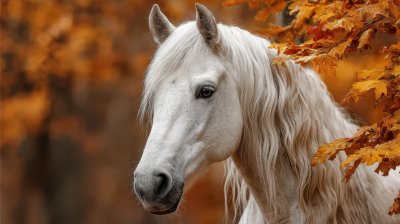 Portrait Of White Horse In Autumn. Horse. Ultra Re 505cd7c1 A703 47af B723 Bea1bf77ac07 0 Gigapixel Standard 6x