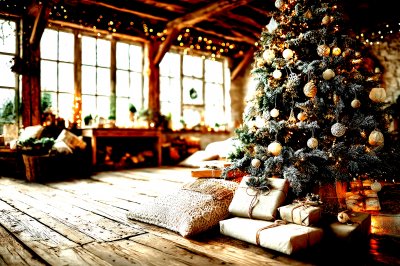 Rustic Christmas Decor With Presents Under Tree. 94588052 8b02 485e Bd34 3e95dd8f99d0 3 Gigapixel Standard 6x Hc
