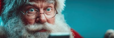 Santa Claus Holding A Mobile Phone. Santa Claus. Ul 5fd2f9b7 Efde 4f64 9688 D5059213d83c 1 Gigapixel Standard 6x