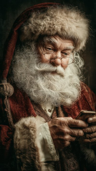 Santa Claus Using A Smartphone. Santa Claus. Ultr 3f29aafc Ca15 4386 9065 6e1ba80c4e1d 3 Gigapixel Standard 6x
