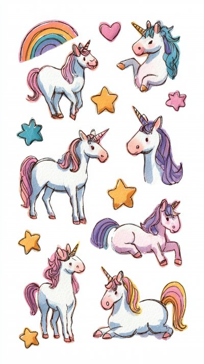 Set With Unicorn And Colorful Stars. Cute Unicorn A6772bc1 291e 4566 8357 Aacab81a0ba2 0 Gigapixel Standard 6x