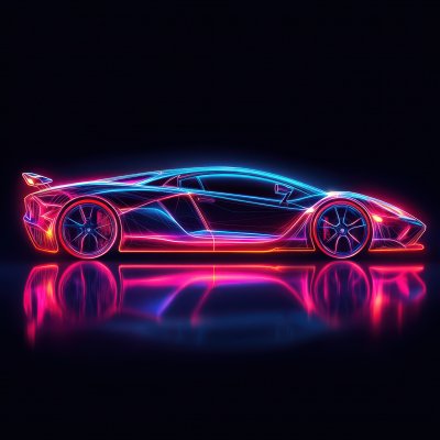 Side View Neon Glowing Sport Car Silhouette. A2219466 2c68 40e9 8384 B88b8cde04c7 1 Gigapixel Standard 6x