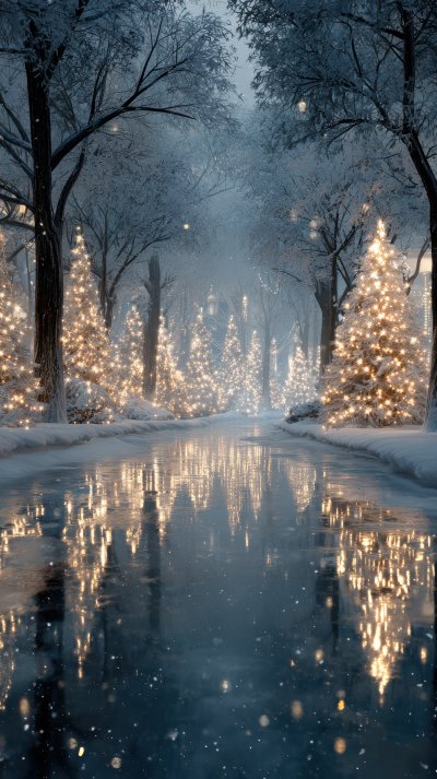 Snowy Christmas Path With Lit Trees. Christmas Dec Bd2657fe B990 4bf8 Bcc6 5884736d3d69 1 Gigapixel Standard 6x