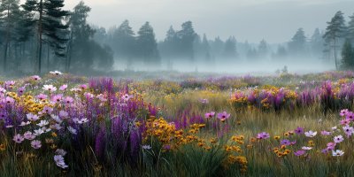 Spring Meadow With Wildflowers And Morning Mist. C053e6a7 C475 4edb 822e 187f43edc180 2 Gigapixel Standard 6x