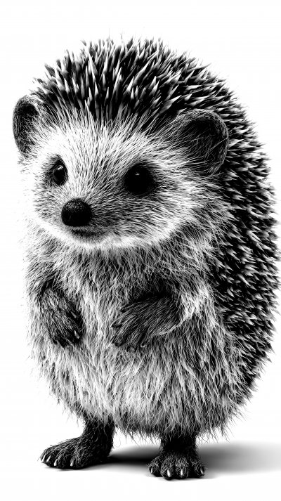 Standing Hedgehog. Hedgehog. Ultra Realistic. Phot E01cb37b 2d2a 47ef A1e2 719fb6fbe004 0 Gigapixel Standard 6x Bw