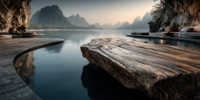 Stone Table Top On Blur Mountains Background. Nat 15fa3e6e 6e01 47d3 Be85 32e2c59720de 0 Gigapixel Standard 6x