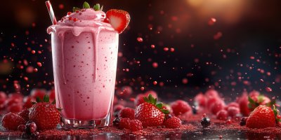 Strawberry Milkshake In A Glass With Splashes And 652b82b6 E2e3 42a2 9675 1f05e15dc4eb 0 Gigapixel Standard 6x