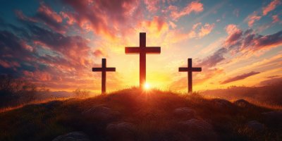 Three Crosses On Sunset. Easter Cross. Ultra Real C52ec2e3 056d 4b36 9c41 B70d6ddfc096 1 Gigapixel Standard 6x