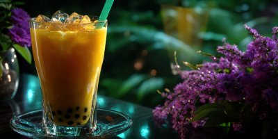 Vibrant Passion Fruit Bubble Tea Chilling In Glas 399119f4 5d13 4713 A20d 0ff59b5b2583 2 Gigapixel Standard 6x