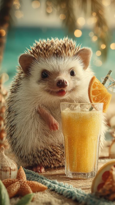 Vocation Fun Hedgehog With Cocktail In Tropical Ba Ab8a2abc 870f 4292 9b4e D18629064d65 1 Gigapixel Standard 6x