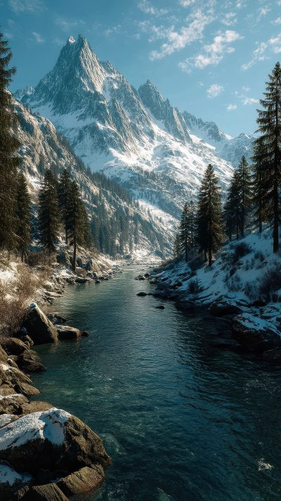 Winter Landscape With Wide River And Majestic Mou 437180d9 6803 4757 Af9f 513f88ab7640 3 Gigapixel Standard 6x