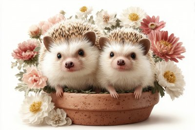 Two Hedgehog In Pot Flowers. Hedgehog. Ultra Real D661761d 76f3 4b76 8ba0 Aefd29e02514 1 Gigapixel Standard 6x