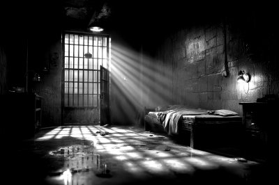 A Prison Cell Representing Confinement And Justic C5469da7 4653 4721 A504 5f94b078d42d 1 Gigapixel Standard 6x Bw