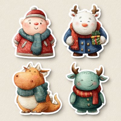 Funny Cartoon Characters. Cute Christmas Sticker D66b539a 83d2 4ee3 86c0 9c105f6303b1 3 Gigapixel Standard 6x