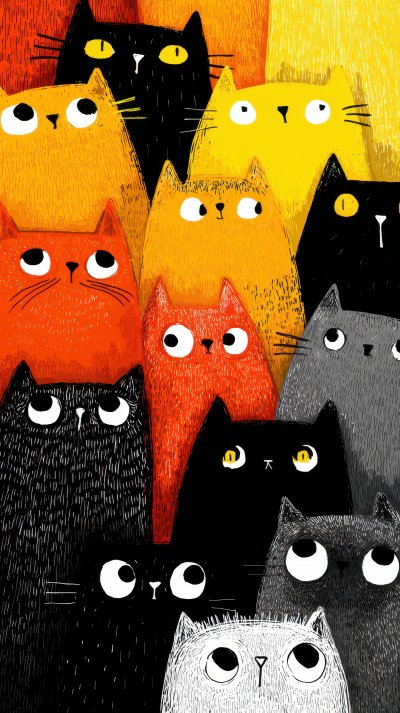 Background With Cats. Animals Icon Set. Illustra 45ddb7e2 119e 4fa3 999b 10d54a8a4a0d 0 Gigapixel Standard 6x