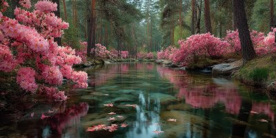 Panoramic Scene Blooming Pink Rhododendrons Flowe 229effef 55c8 4c2a 8fda Fc45cf8fc9a4 3 Gigapixel Standard 6x