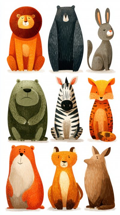 Set Of Funny Animals Isolated On White Backgroun B5ee8574 9140 4e28 8d9f 78c2392e3598 1 Gigapixel Standard 6x