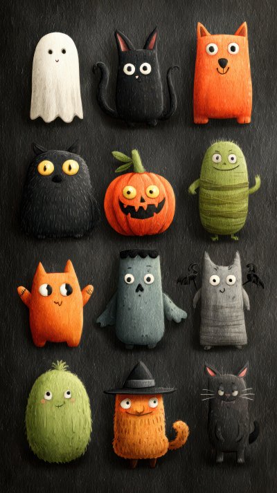 Set Of Funny Halloween Pictures Cute Colorful. H 7439bce4 A6c5 4070 Bb03 Da5604af6f83 1 Gigapixel Standard 6x