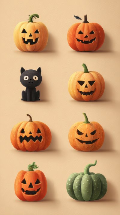 Set Of Halloween Elements Pumpkin. Halloween Ico E4508a8c 460b 4b54 Bbbf Ac85da60e72f 3 Gigapixel Standard 6x