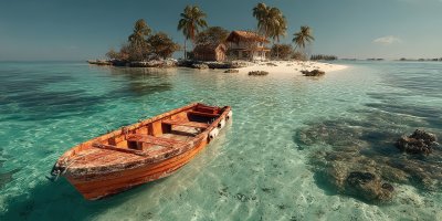 Small Boat For Excursion. Small Tropical Island. 22c16f6f 0103 4a8c 8667 C84a3bbe7bf9 3 Gigapixel Standard 6x