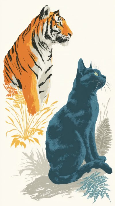Tiger And Cat. Animals Icon Set. Illustration 30c1e1f1 D970 4f4d 9f72 85b7a20d3d5f 2 Gigapixel Standard 6x