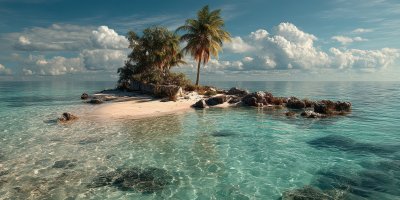 Tiny Little Sandy Island With Palm Tree And White 3655ee30 F6a0 4f9b 9cb1 6cc931bbf307 1 Gigapixel Standard 6x