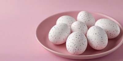 White Easter Eggs In A Pink Plate. Easter Ornamen 24c3be99 7556 473a 851e Ccd5bb1df6cf 1 Gigapixel Standard 6x