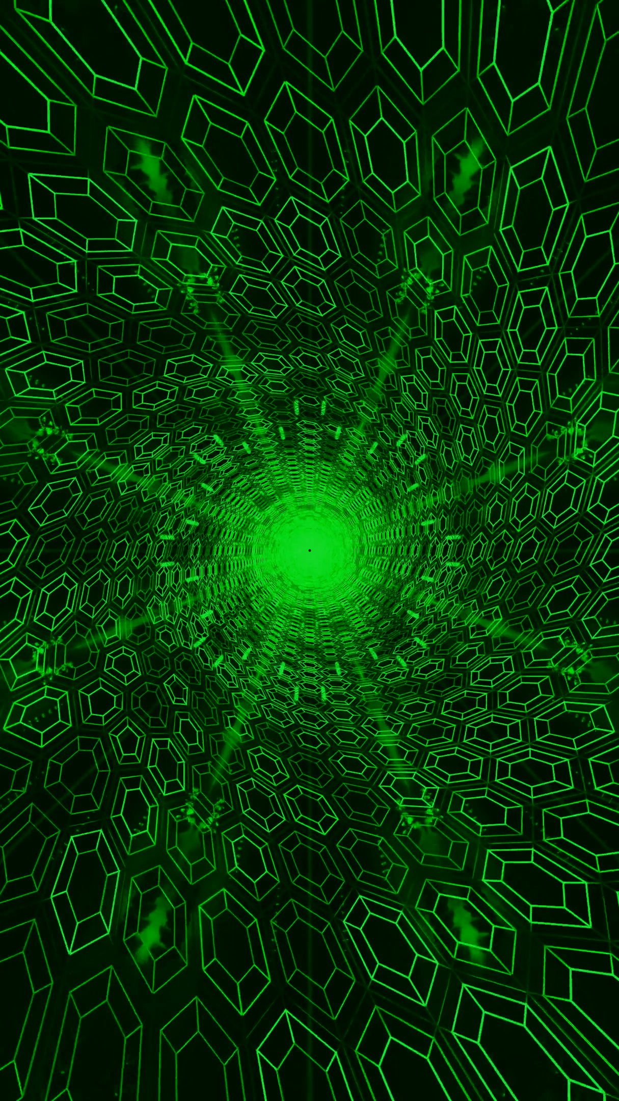 Dynamic tunnel video loop creates a vibrant green visual experience for screensaver use