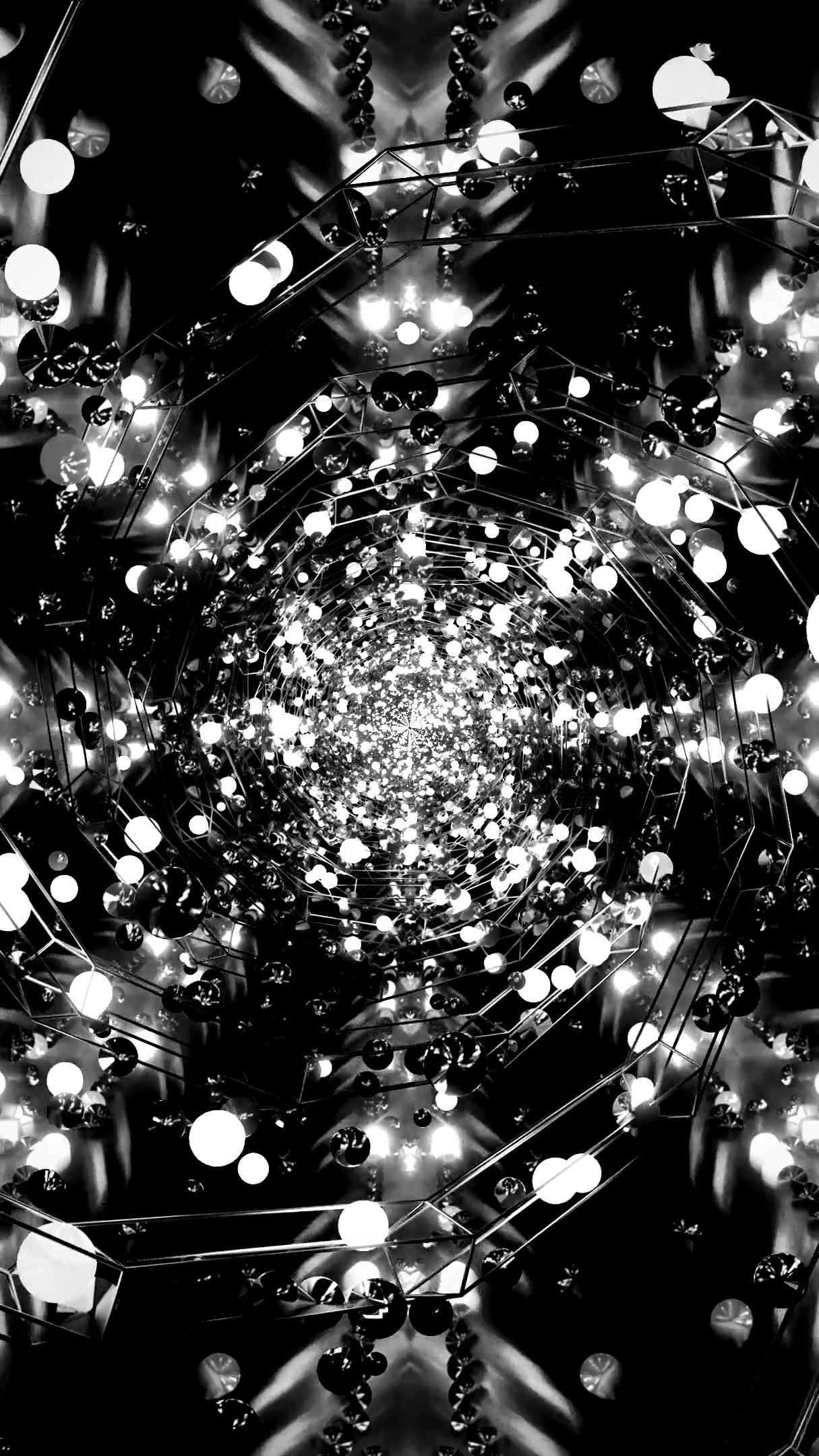 Seamless tunnel video loop with swirling lights creating a mesmer