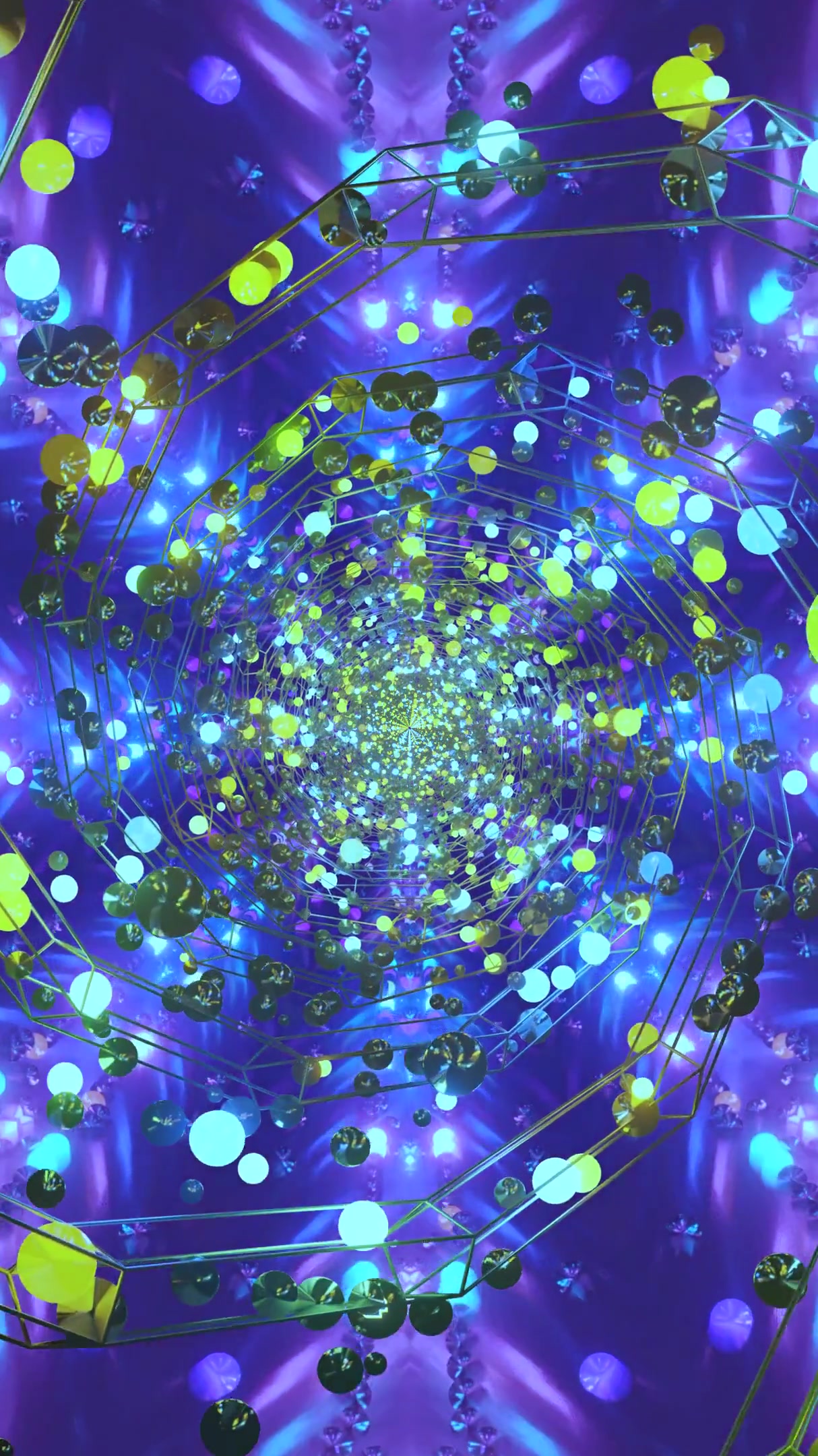 Endless tunnel video loop with vivid colors and abstract patterns