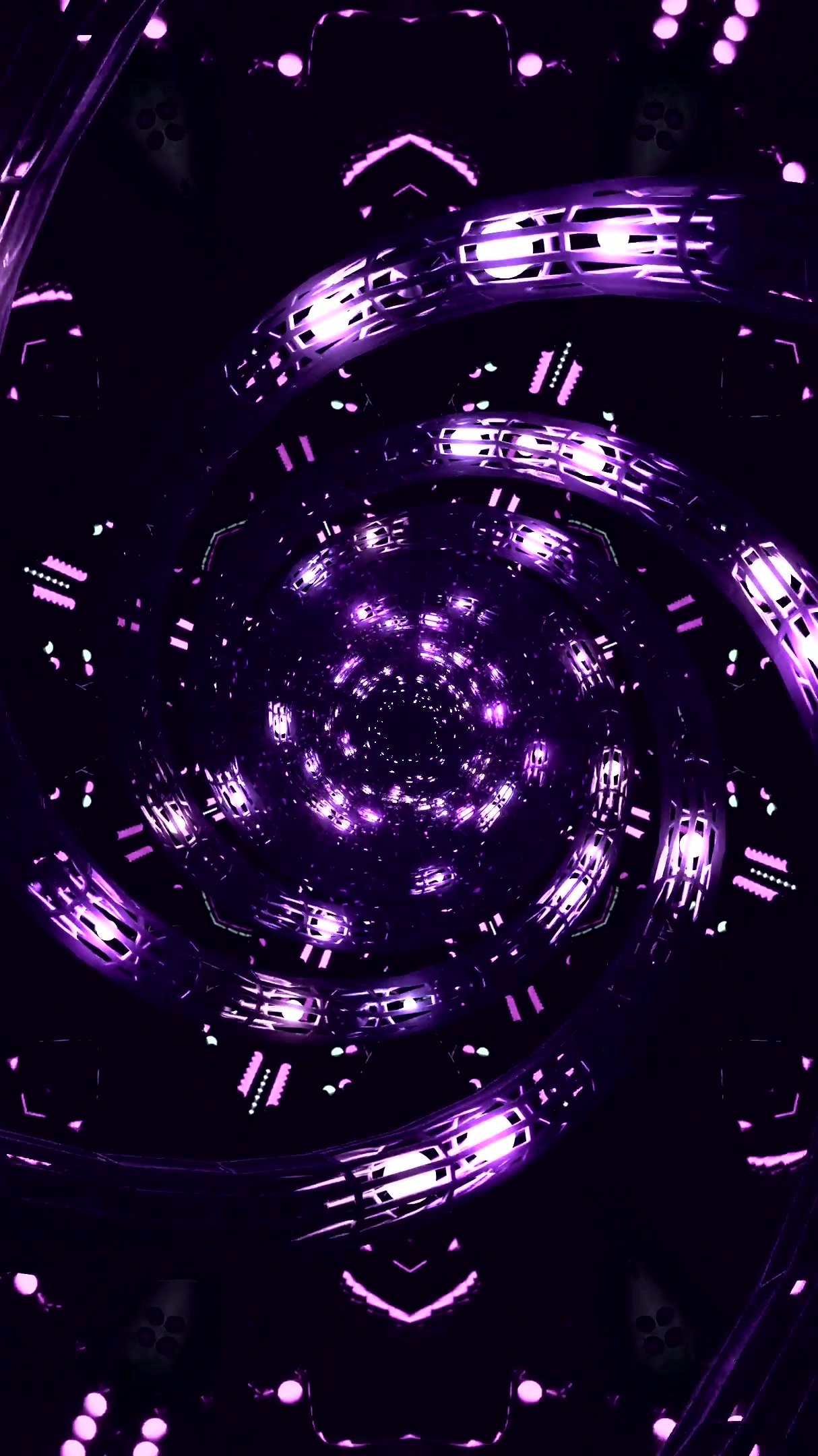 Vibrant purple tunnel video loop creating a mesmerizing visual experience for screensavers and digital displays
