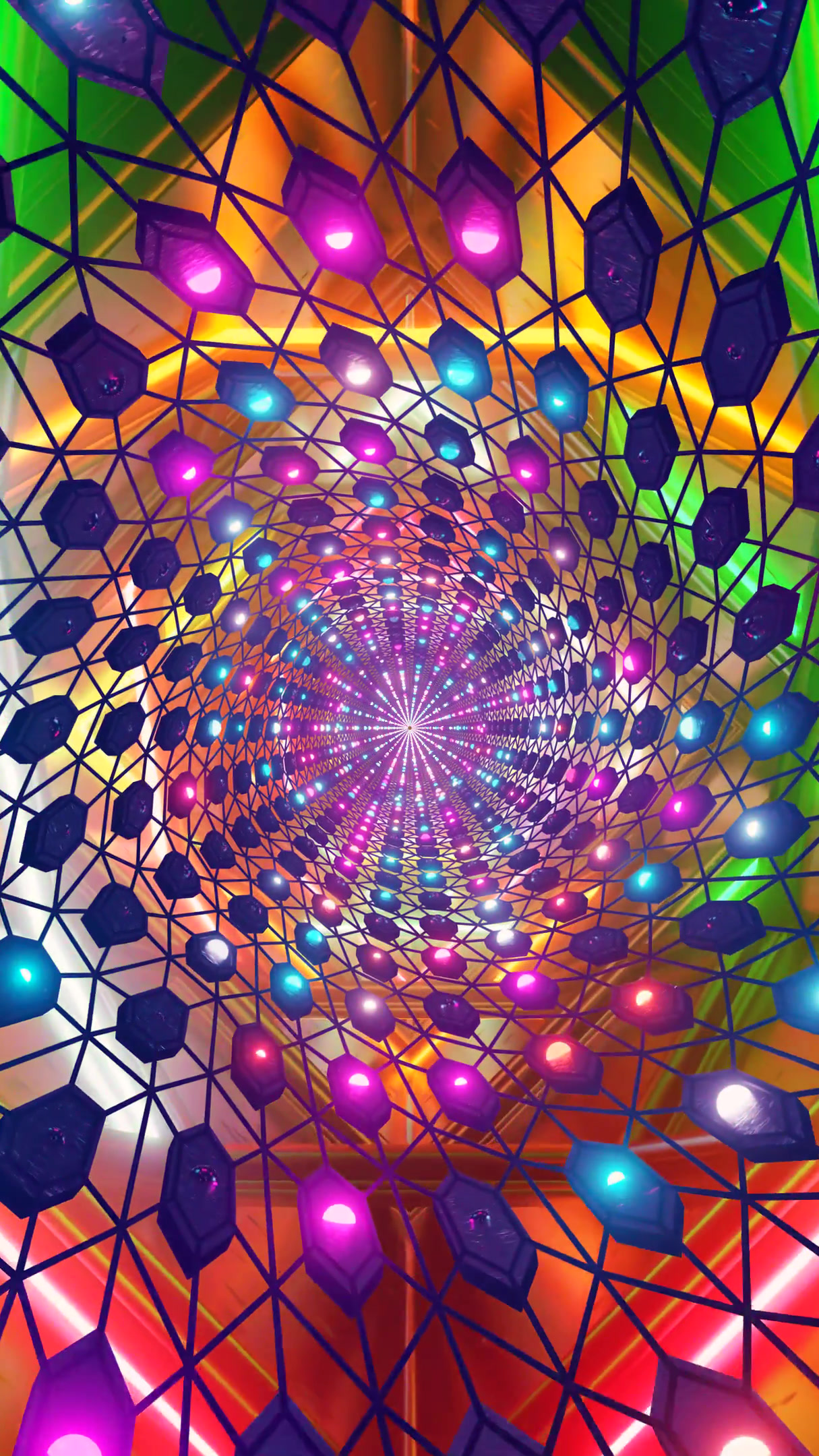 Vibrant tunnel video loop seamless screensaver with colorful ligh