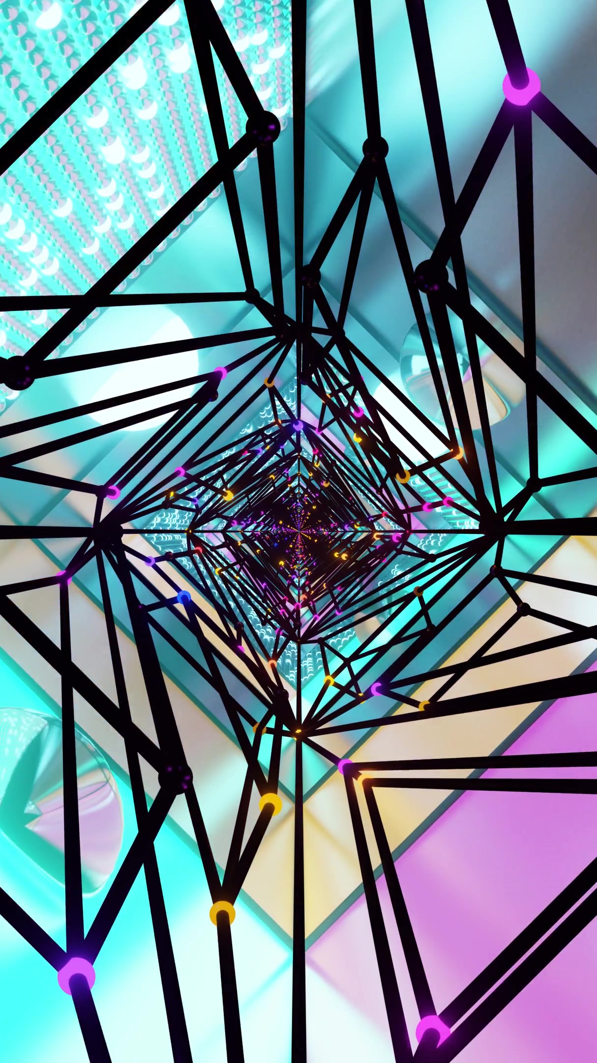 Vibrant tunnel video loop featuring colorful patterns and dynamic light effects, creating an immersive visual experience