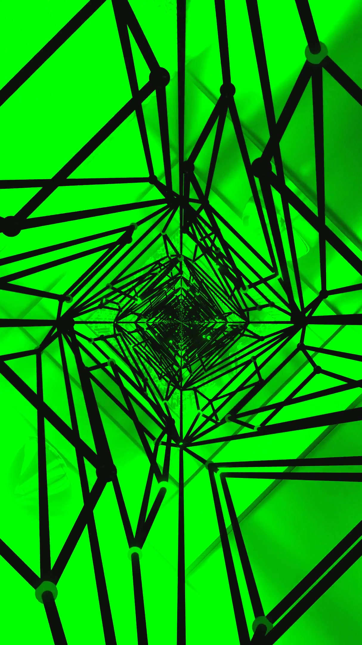 Seamless tunnel video loop in vibrant green tones showcasing geom