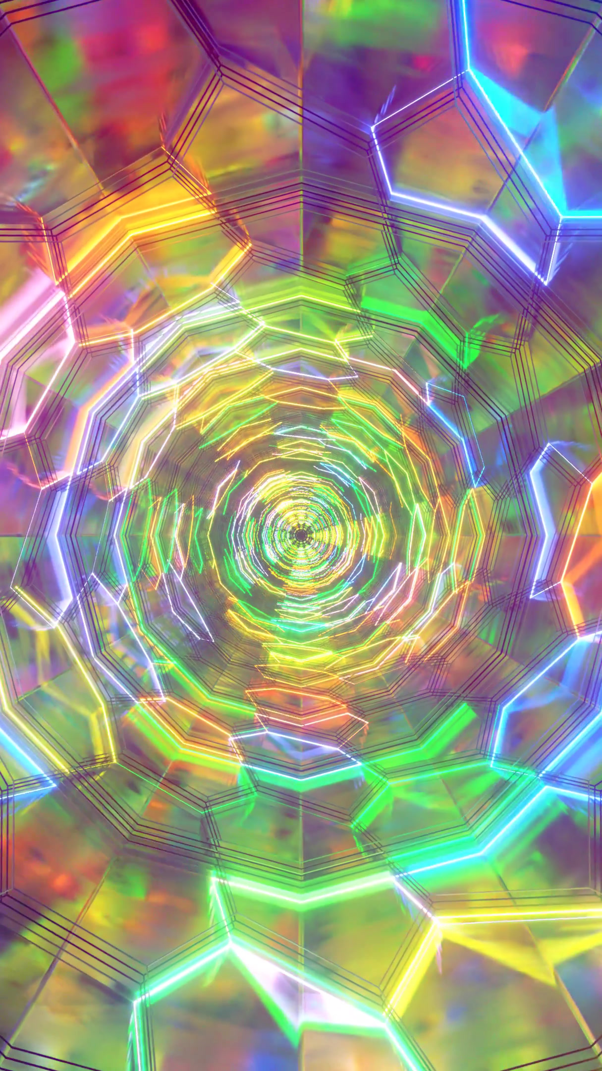 Colorful tunnel video vj loop seamless transition for immersive screensaver effect