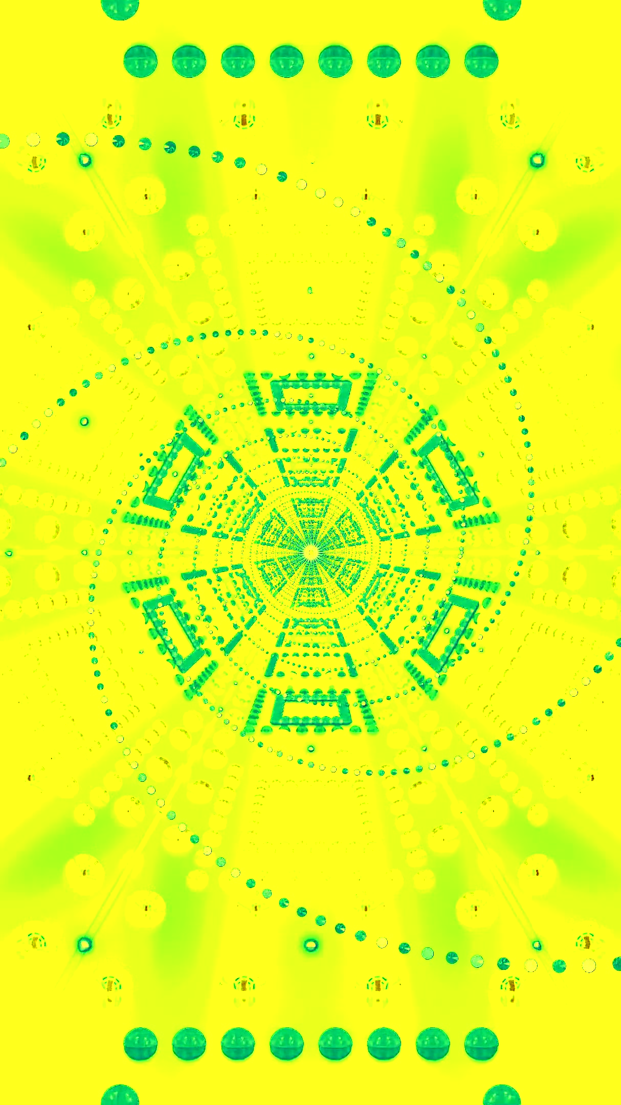 Seamless tunnel video loop with vibrant green and yellow patterns for dynamic visual display