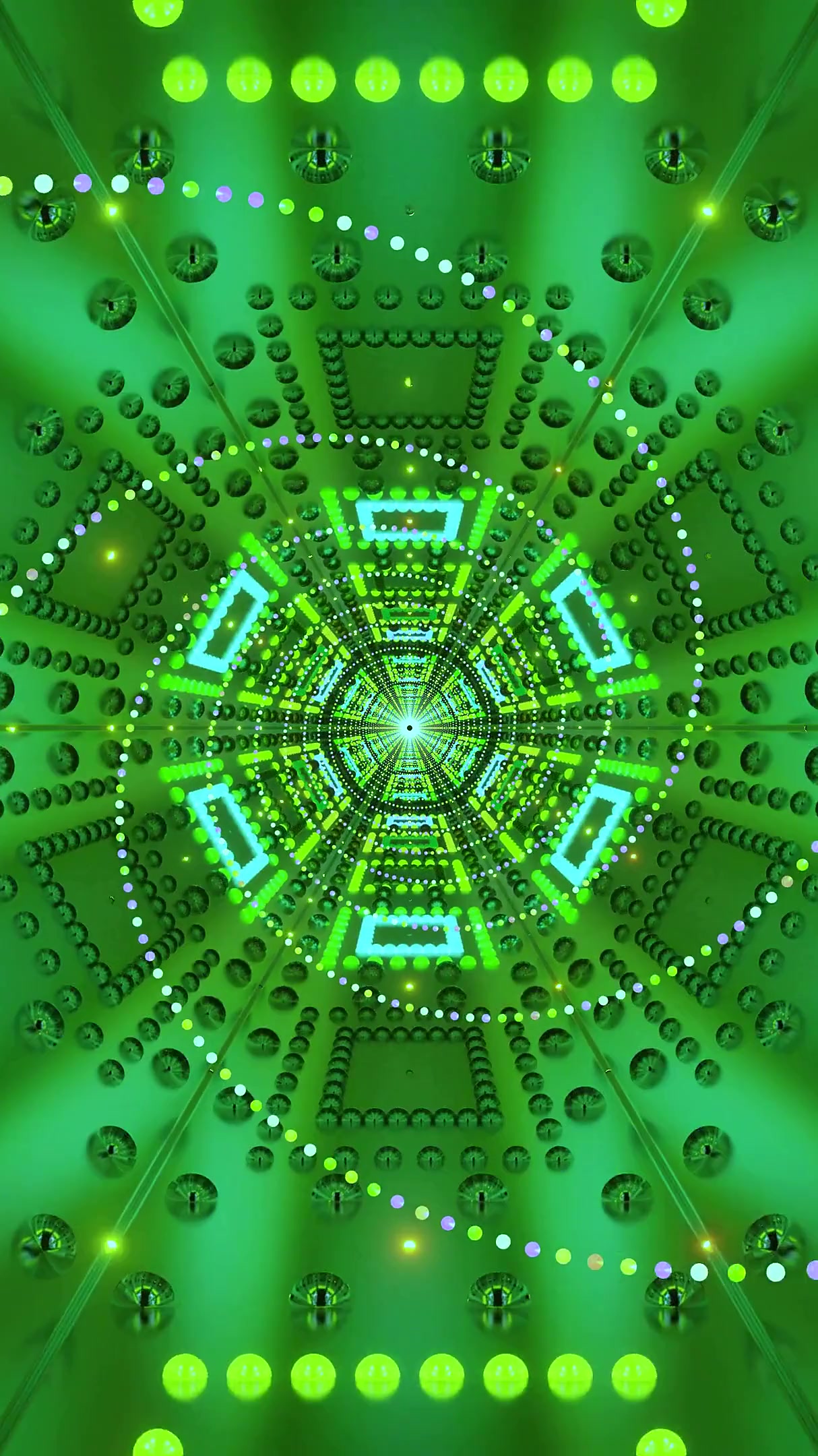 Vibrant green tunnel video loop creating a mesmerizing visual experience for screensavers and digital displays