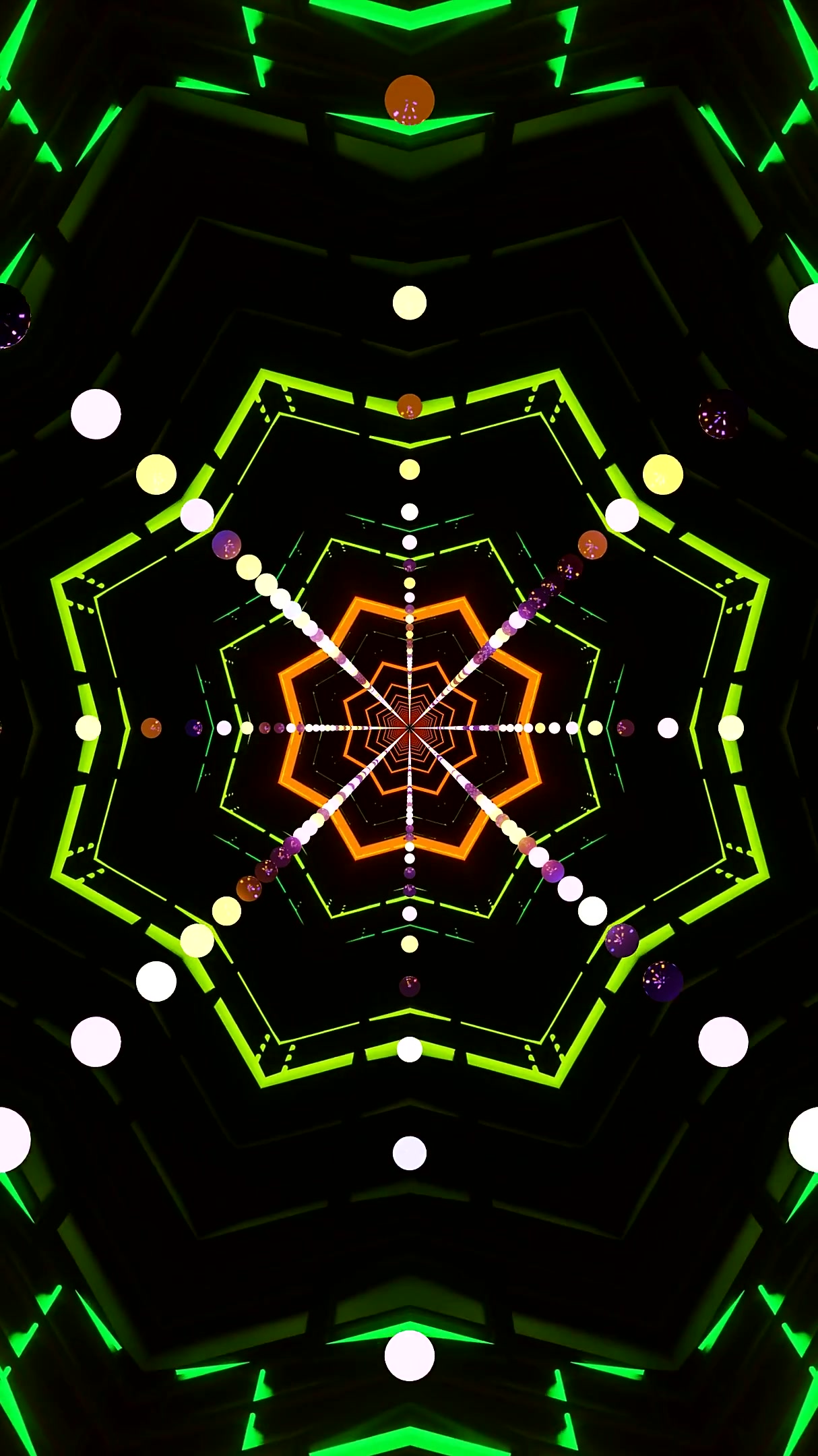 Dynamic tunnel video loop creating a seamless visual experience with vibrant colors and geometric patterns for immersive viewing