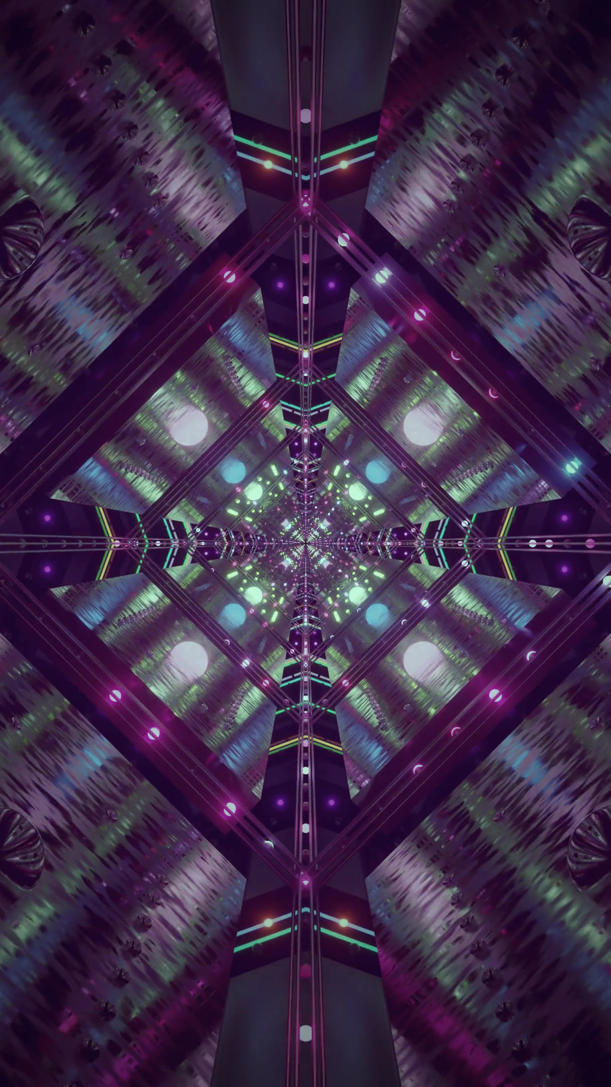 Seamless tunnel video loop with vibrant lights and patterns for s