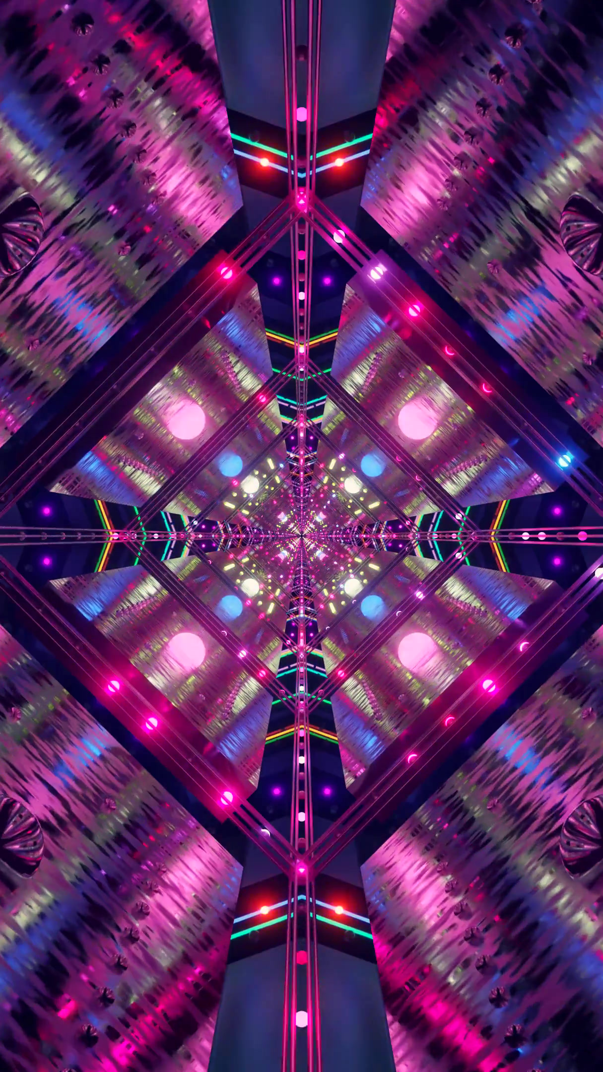Tunnel video vj loop screensaver featuring vibrant lights and geo