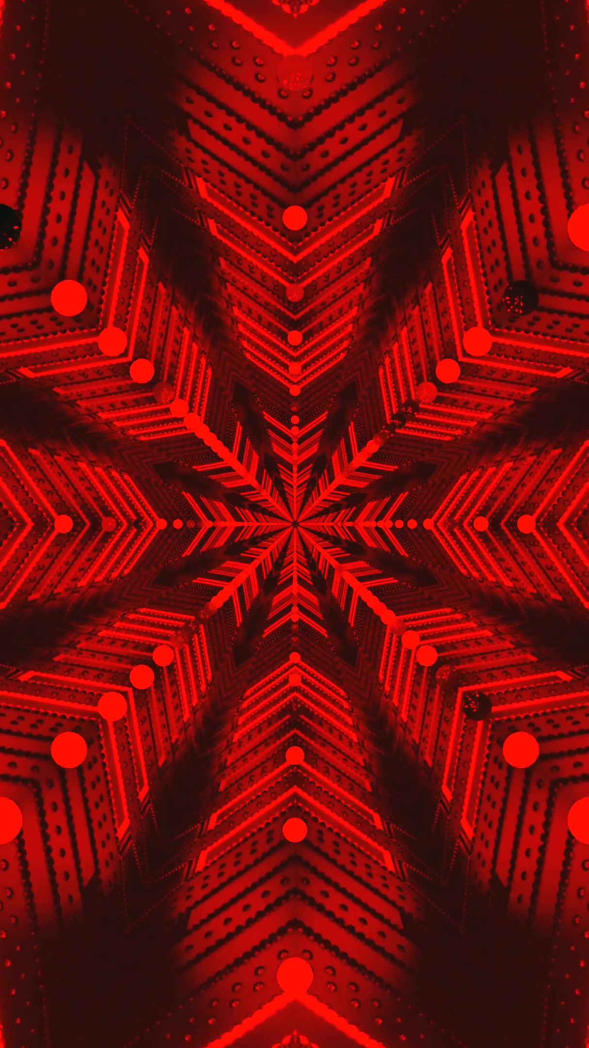 Seamless looping tunnel video screensaver with vibrant red geomet