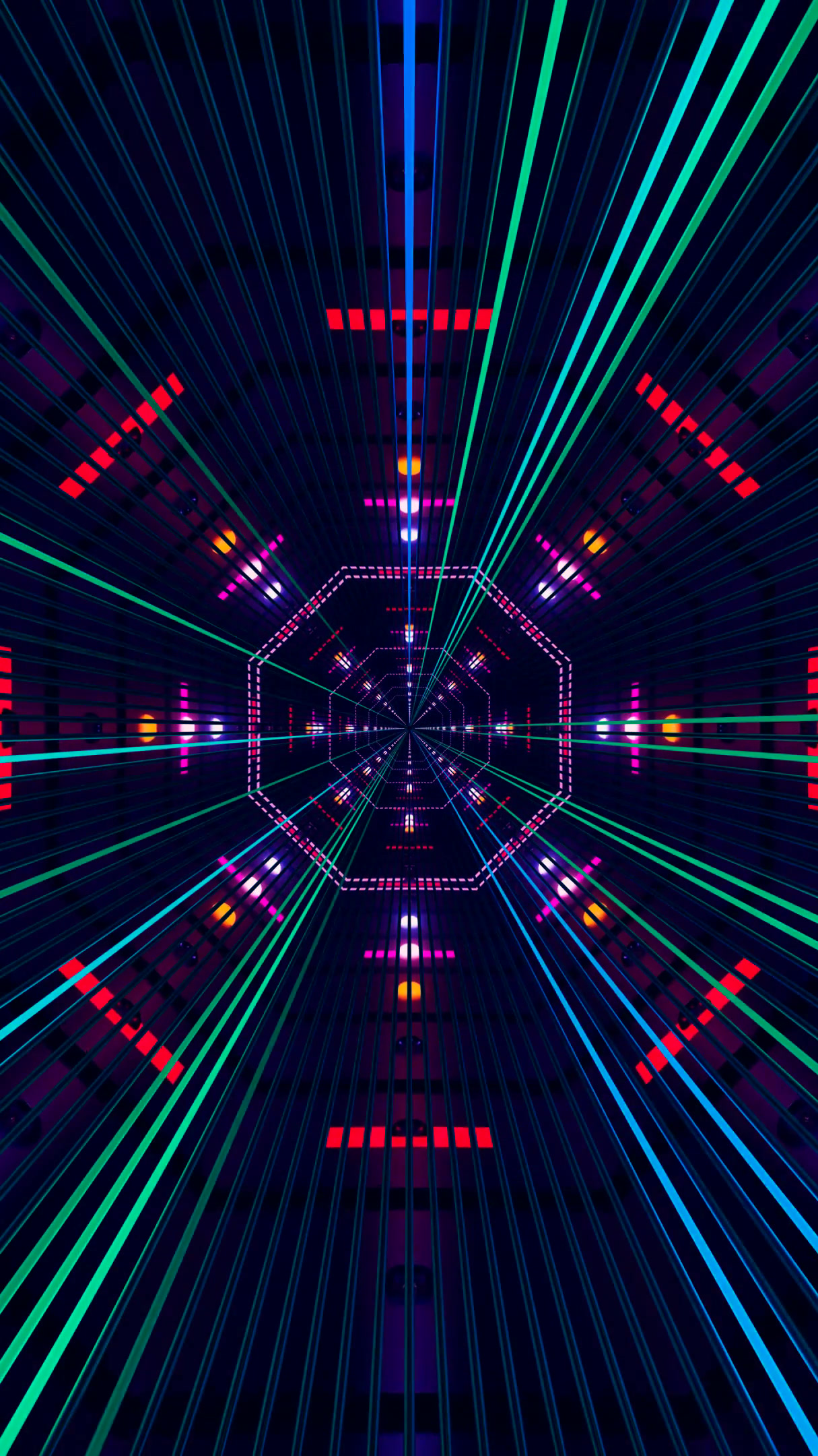 Seamless tunnel video vj loop screensaver with colorful patterns